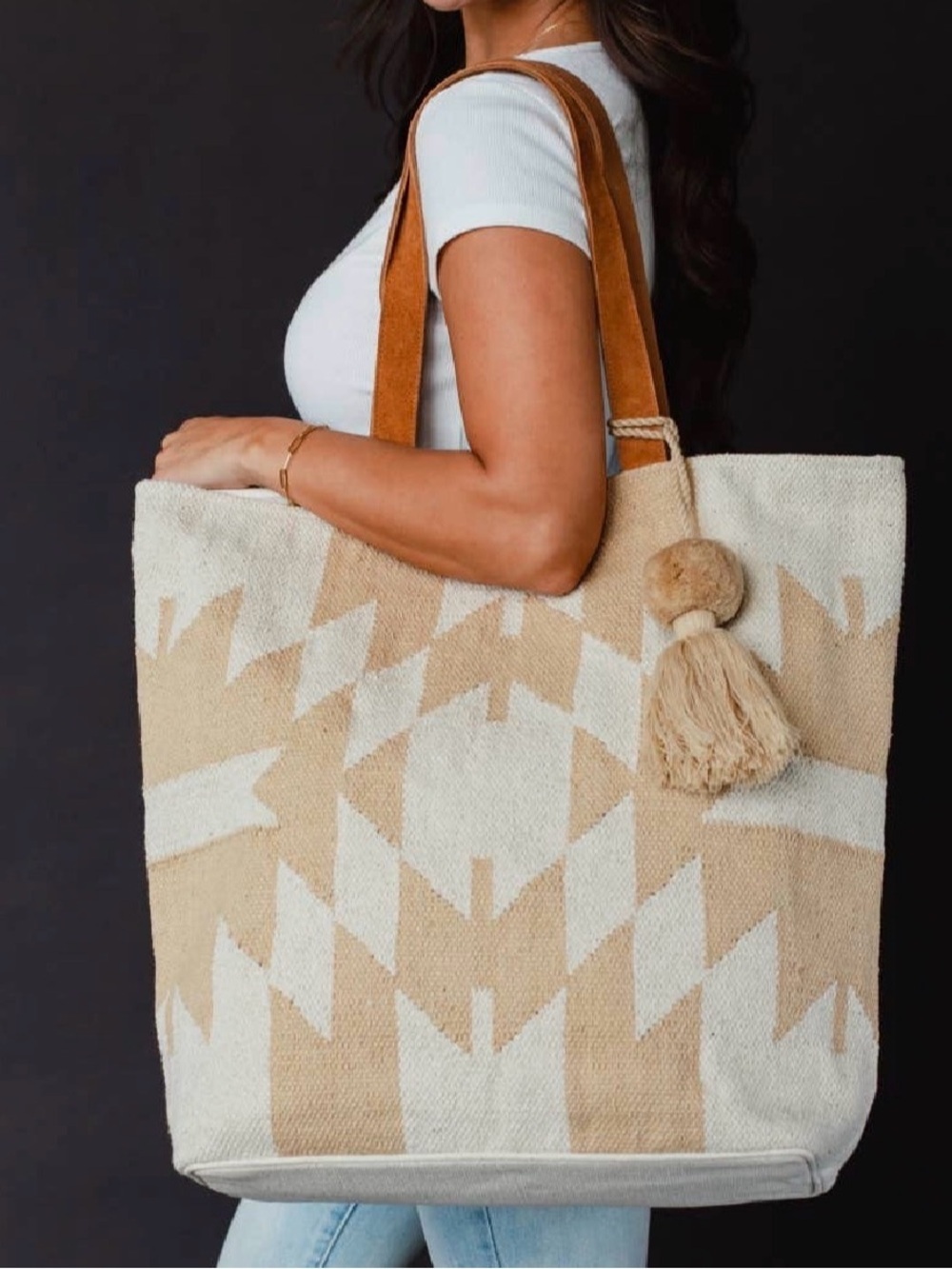 Boho Aztec Southwestern Oversized Large Weekender Tote Bag Handbag Purse - Picture 5 of 7
